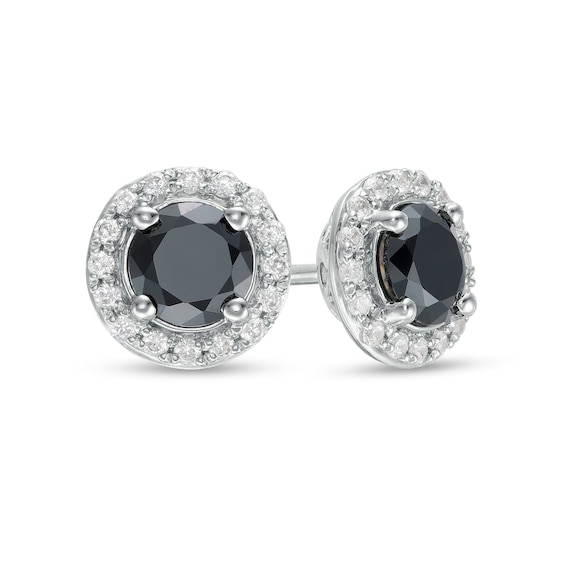 2 CT. T.w. Enhanced Black and White Diamond Frame Stud Earrings in 10K White Gold