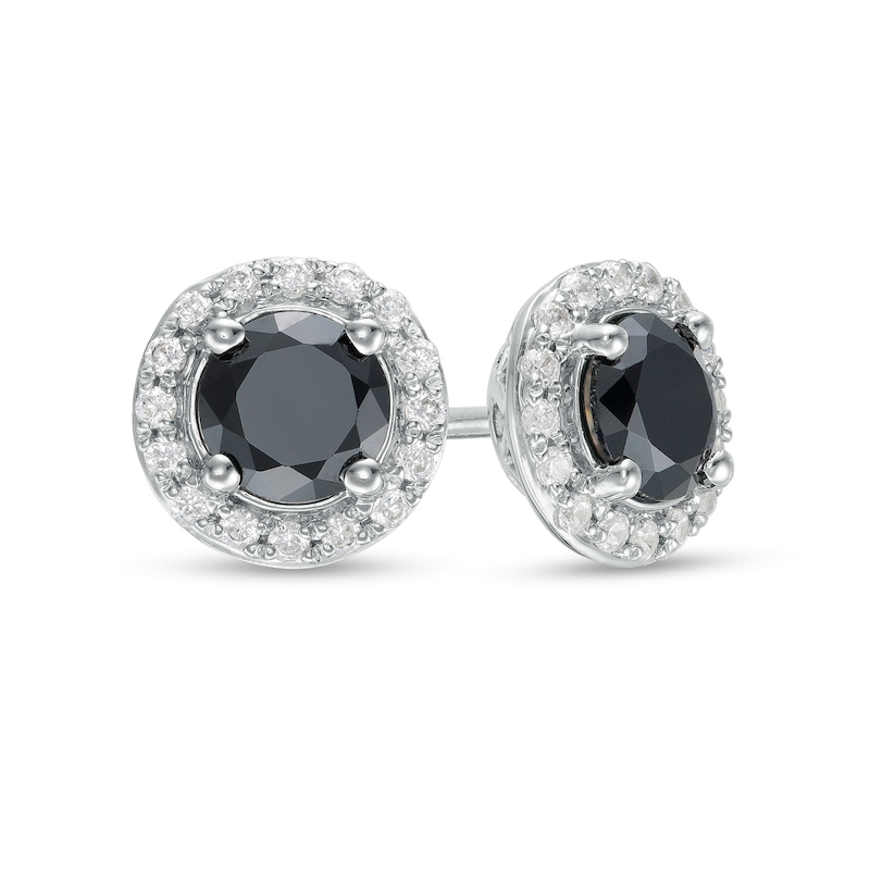 2 CT. T.W. Enhanced Black and White Diamond Frame Stud Earrings in 10K White Gold
