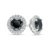 Thumbnail Image 1 of 3 CT. T.W. Enhanced Black and White Diamond Frame Stud Earrings in 10K White Gold