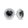 Thumbnail Image 0 of 3 CT. T.W. Enhanced Black and White Diamond Frame Stud Earrings in 10K White Gold