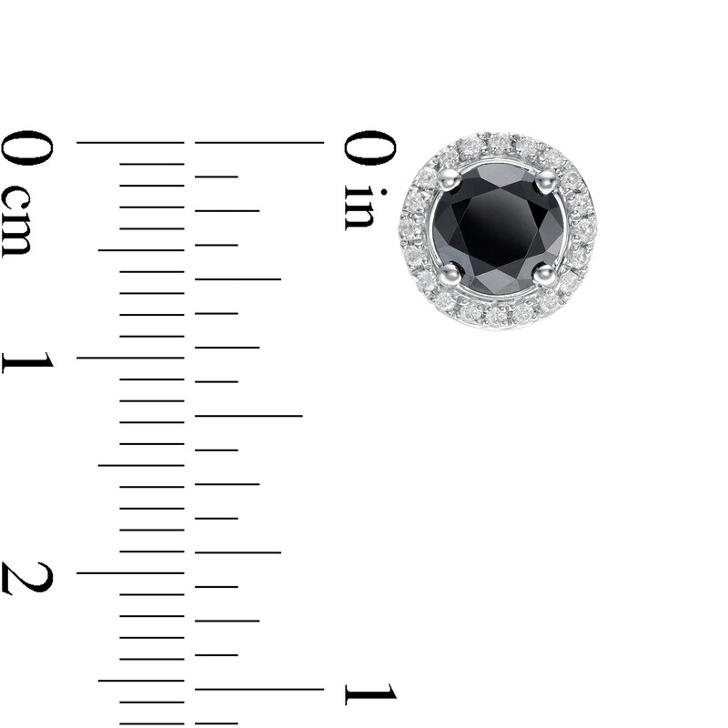 Main Image 3 of 3 CT. T.W. Enhanced Black and White Diamond Frame Stud Earrings in 10K White Gold