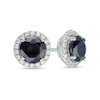 Thumbnail Image 1 of 3.98 CT. T.W. Enhanced Black and White Diamond Frame Stud Earrings in 10K White Gold