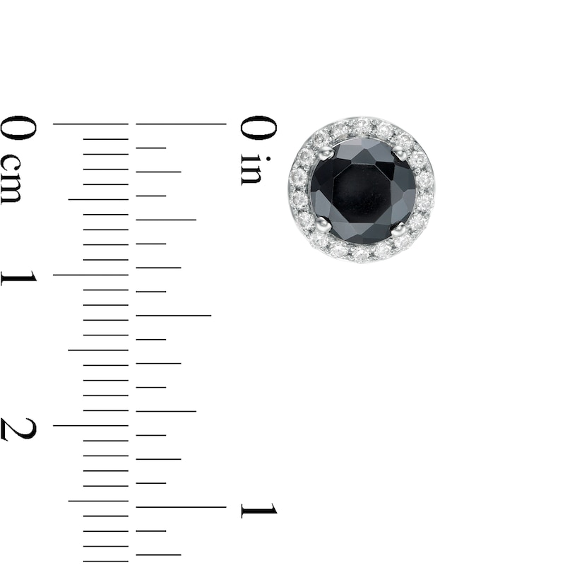 Main Image 3 of 3.98 CT. T.W. Enhanced Black and White Diamond Frame Stud Earrings in 10K White Gold