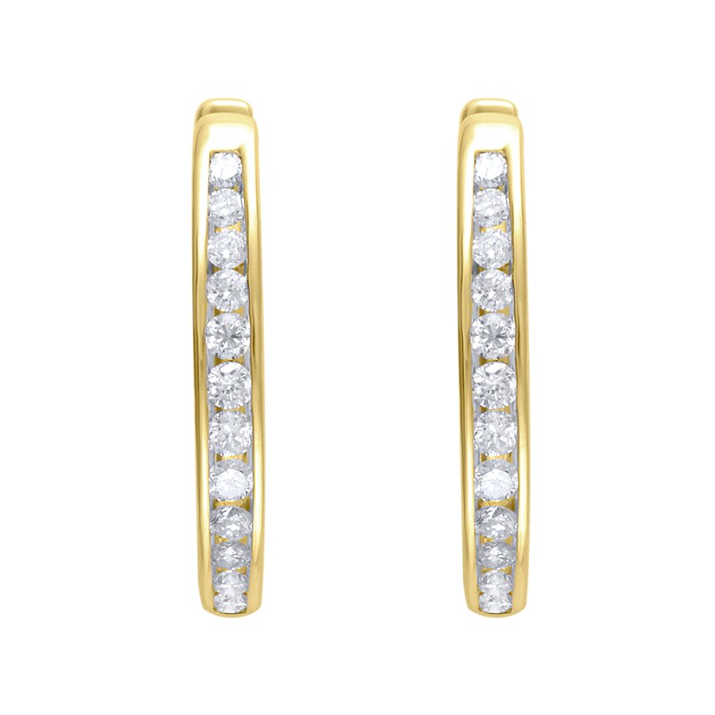1/2 CT. T.W. Diamond Huggie Hoop Earrings in 10K Gold | Zales