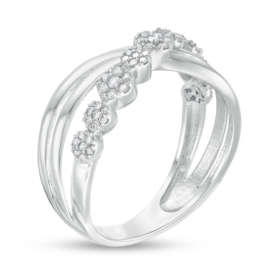 1/4 CT. T.w. Composite Diamond Criss-Cross Split Shank Ring in 10K White Gold