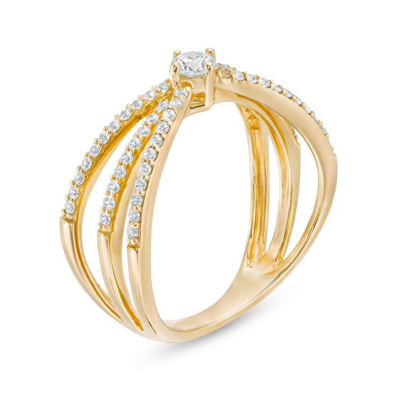 Main Image 3 of 3/8 CT. T.W. Diamond center Orbit Open Shank Ring in 10K Gold