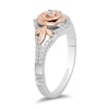 Thumbnail Image 1 of Enchanted Disney Belle 1/5 CT. T.W. Diamond Rose Split Shank Ring in Sterling Silver and 10K Rose Gold
