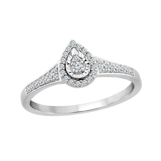 1/5 CT. T.W. Diamond Teardrop Frame Promise Ring in 10K White Gold 1/5 CT. T.W. Diamond Teardrop Frame Promise Ring in 10K White Gold