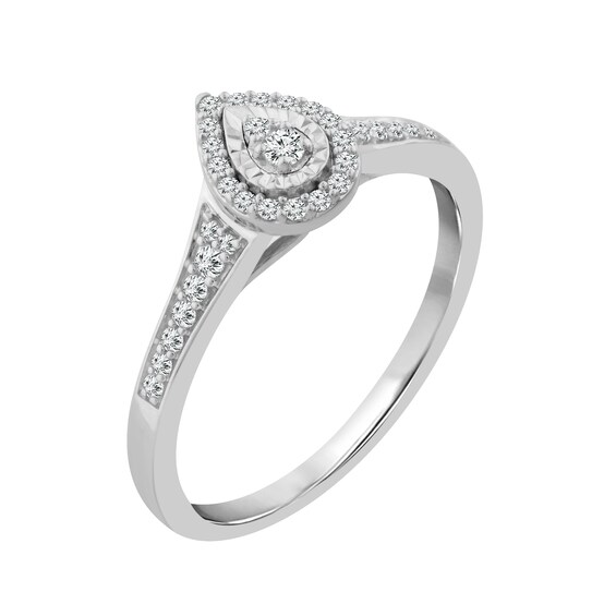 1/5 CT. T.W. Diamond Teardrop Frame Promise Ring in 10K White Gold 1/5 CT. T.W. Diamond Teardrop Frame Promise Ring in 10K White Gold