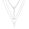 Thumbnail Image 1 of 1/10 CT. T.W. Diamond Infinity and Cross Double Strand Necklace in Sterling Silver