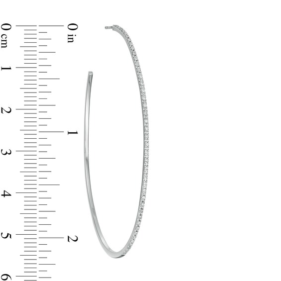 1/3 CT. T.w. Diamond Hoop Earrings in 10K White Gold