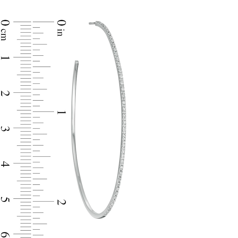 Main Image 3 of 1/3 CT. T.W. Diamond Hoop Earrings in 10K White Gold