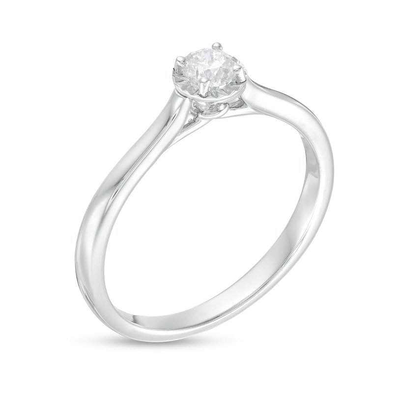 Main Image 3 of 1/4 CT. Diamond Solitaire Engagement Ring in 14K White Gold (I/I3)