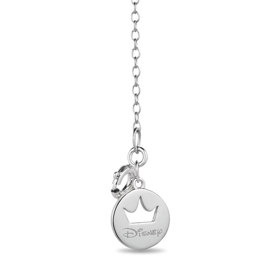 Enchanted Disney Belle 1/10 CT. T.w. Diamond Single Stem Rose Necklace in Sterling Silver and 10K Rose Gold