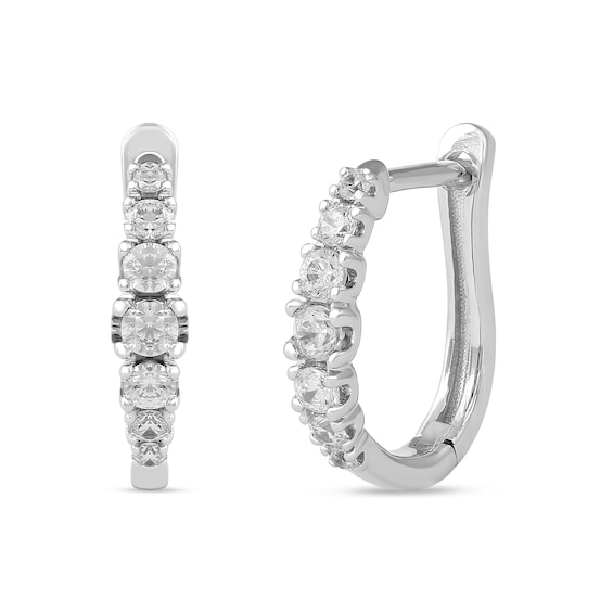 1/3 CT. T.w. Journey Diamond Huggie Hoop Earrings in 10K White Gold