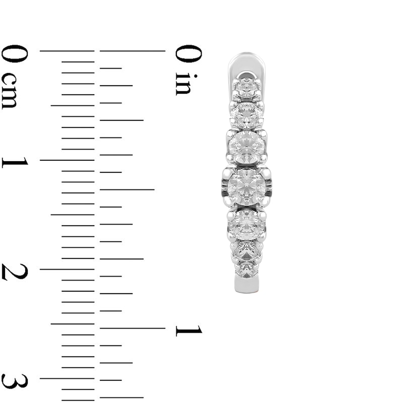 Main Image 2 of 1/3 CT. T.W. Journey Diamond Huggie Hoop Earrings in 10K White Gold