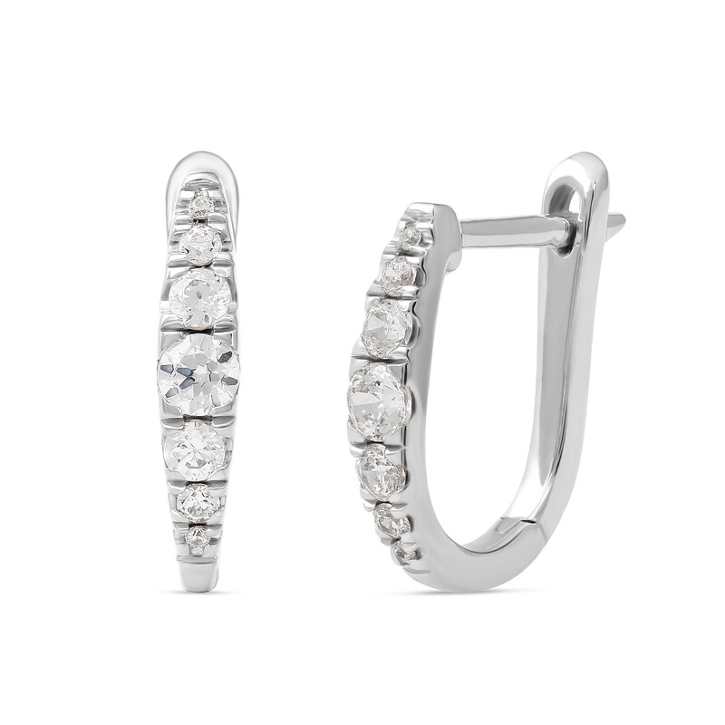 1/3 CT. T.W. Journey Diamond Hoop Earrings in 10K White Gold