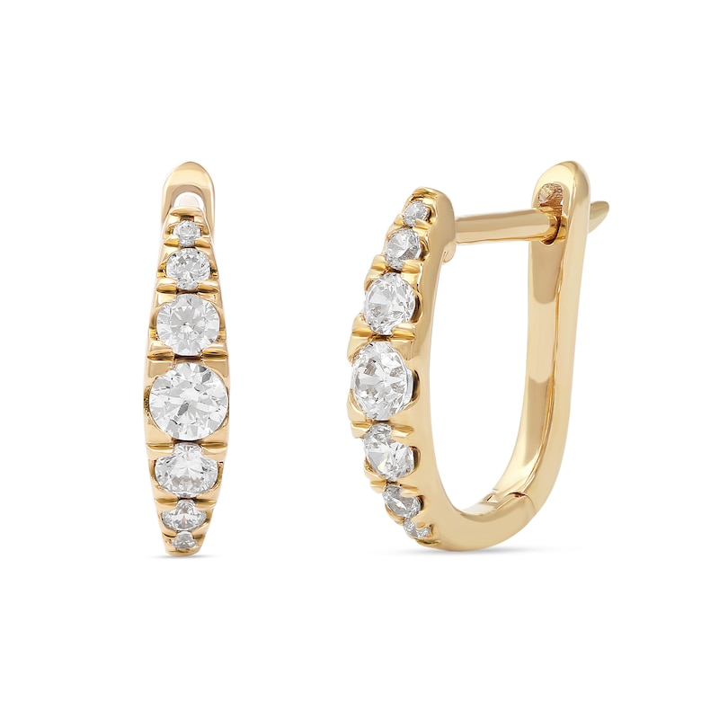 Main Image 1 of 1/2 CT. T.W. Journey Diamond Hoop Earrings in 14K Gold