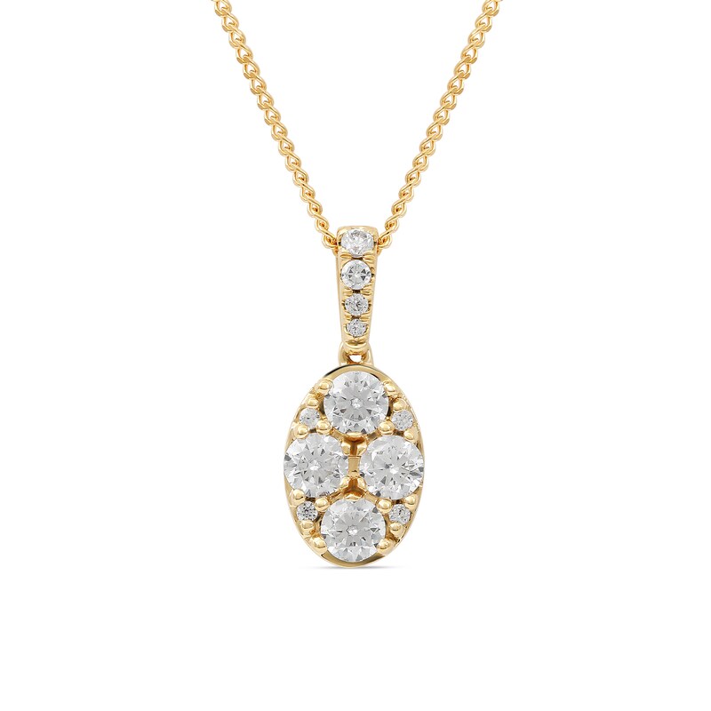Main Image 1 of 1/2 CT. T.W. Composite Oval Diamond Pendant in 14K Gold