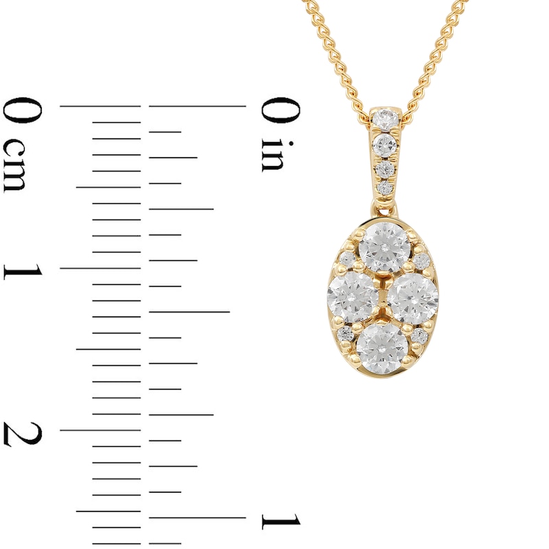 Main Image 4 of 1/2 CT. T.W. Composite Oval Diamond Pendant in 14K Gold
