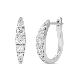 1 CT. T.W. Journey Diamond Hoop Earrings in 10K White Gold