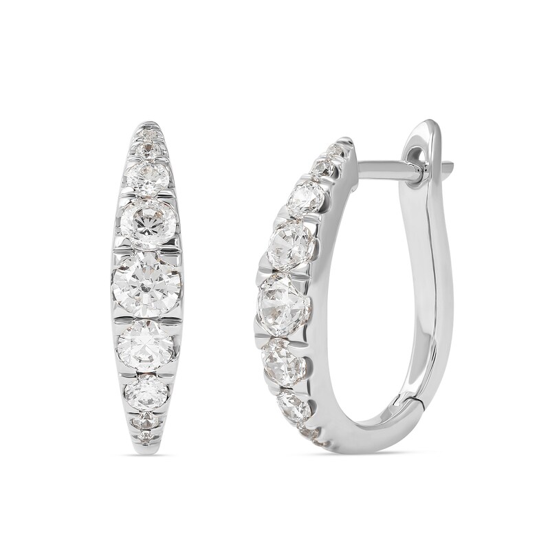 Main Image 1 of 1 CT. T.W. Journey Diamond Hoop Earrings in 10K White Gold