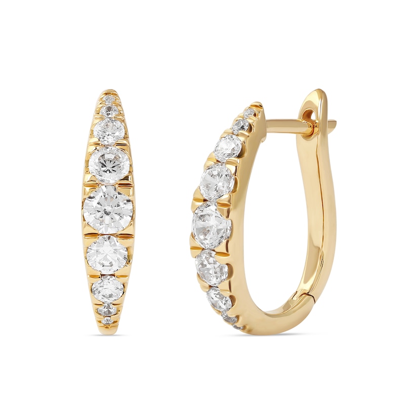 1 CT. T.W. Journey Diamond Hoop Earrings in 10K Gold | Zales