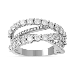 1-1/2 CT. T.W. Diamond Layered Crossover Ring in 10K White Gold