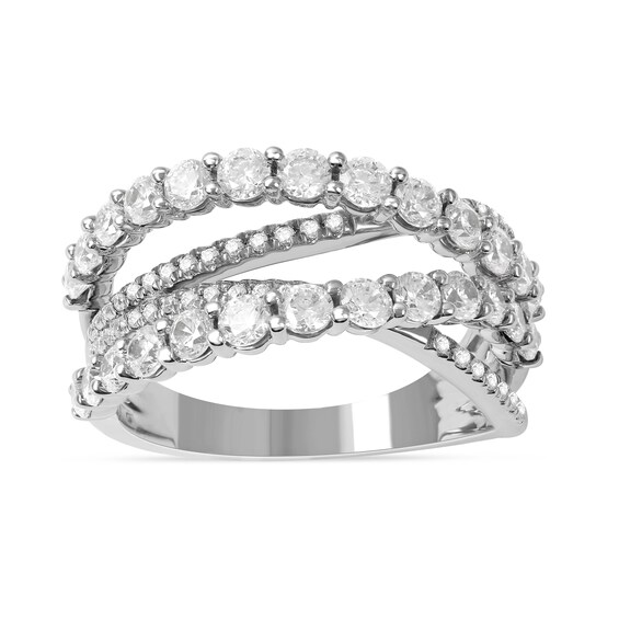 1-1/2 CT. T.w. Diamond Layered Crossover Ring in 10K White Gold