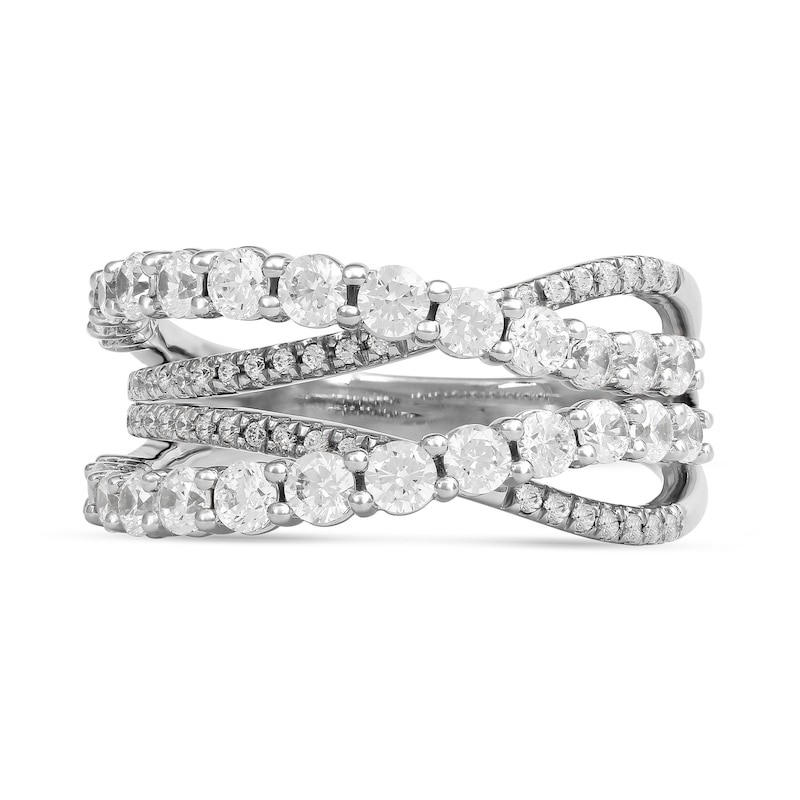 Main Image 3 of 1-1/2 CT. T.W. Diamond Layered Crossover Ring in 10K White Gold