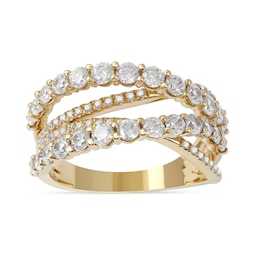 1-1/2 CT. T.W. Diamond Layered Crossover Ring in 10K Gold