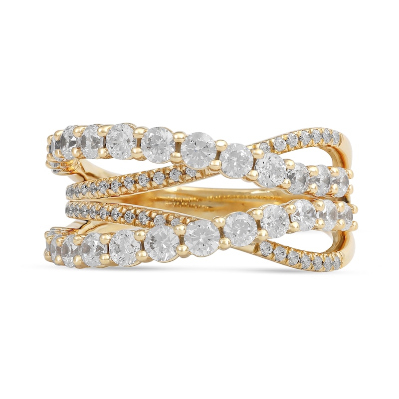 Main Image 3 of 1-1/2 CT. T.W. Diamond Layered Crossover Ring in 10K Gold