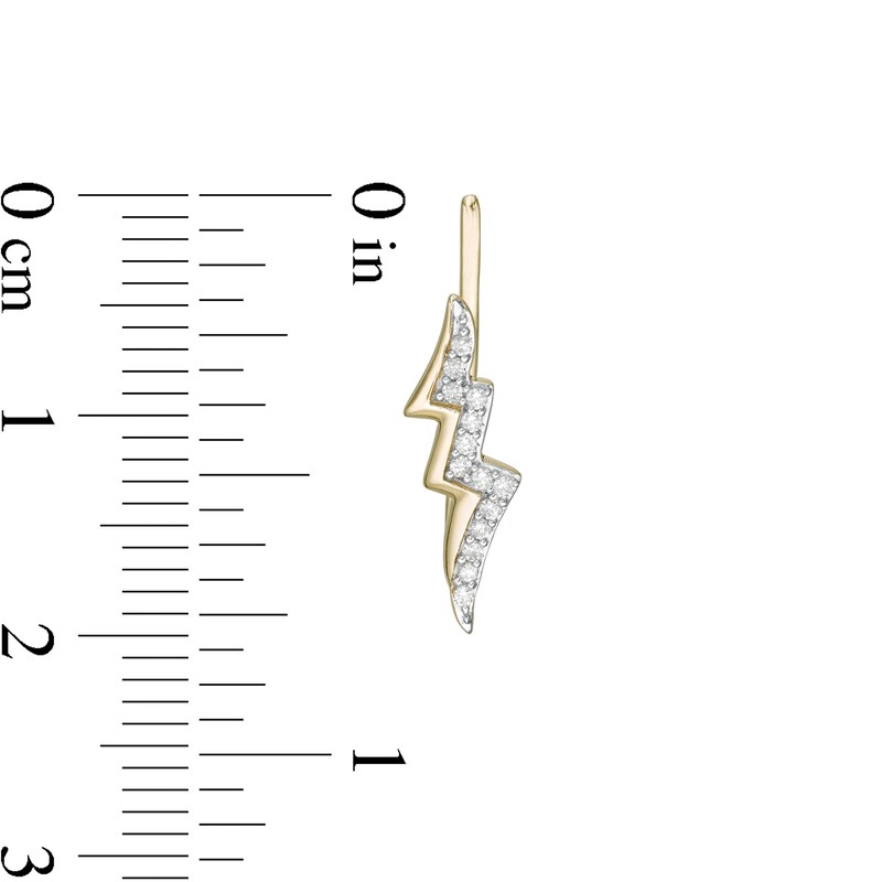 Main Image 3 of Wonder Woman™ Collection 1/8 CT. T.W. Diamond Lightning Bolt Crawler Earrings in 10K Gold