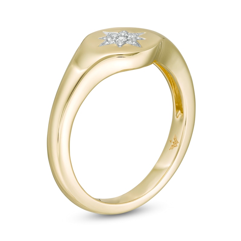 Main Image 3 of Wonder Woman™ Collection 1/20 CT. T.W. Diamond Tiara Star Signet Ring in 10K Gold