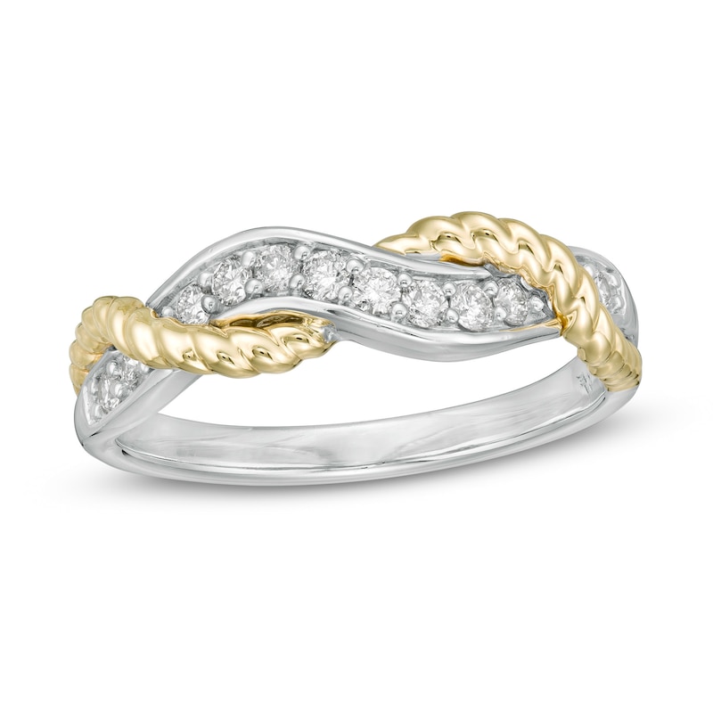 Main Image 1 of Wonder Woman™ Collection 1/4 CT. T.W. Diamond Lasso Twist Ring in Sterling Silver and 10K Gold