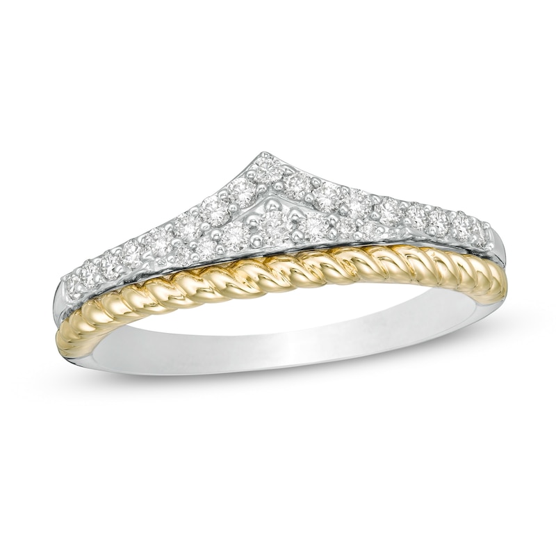 Main Image 1 of Wonder Woman™ Collection 1/4 CT. T.W. Diamond Princess Tiara Lasso Ring in Sterling Silver and 10K Gold