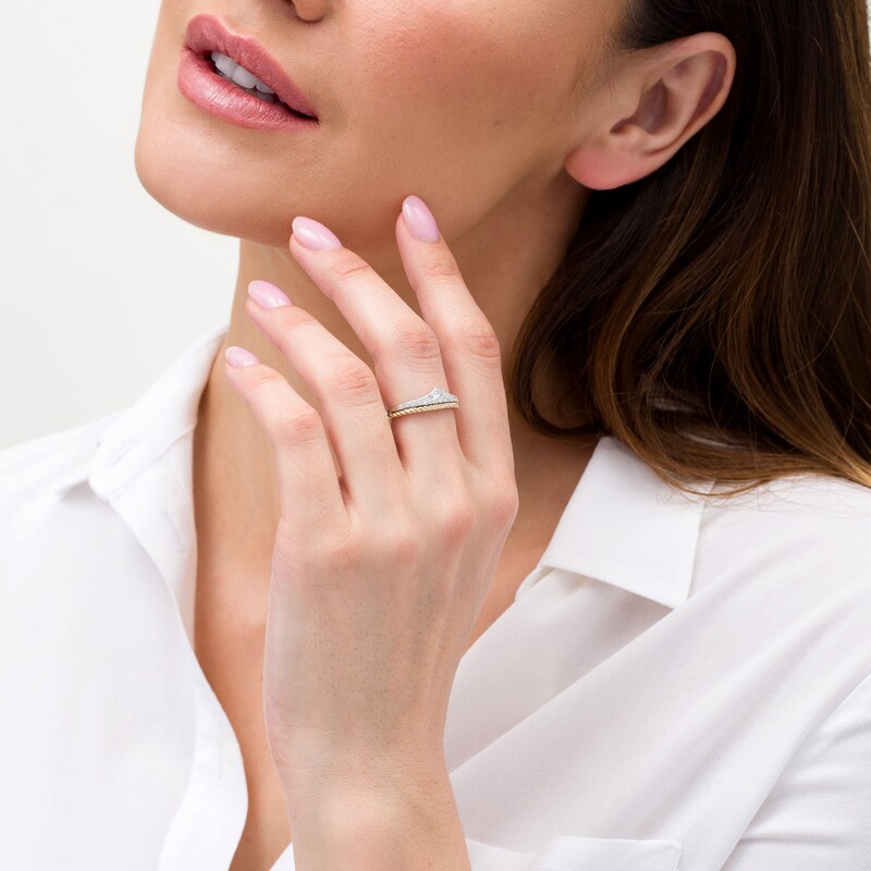 Main Image 2 of Wonder Woman™ Collection 1/4 CT. T.W. Diamond Princess Tiara Lasso Ring in Sterling Silver and 10K Gold