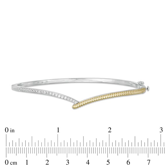 Wonder Woman™ Collection 1/4 CT. T.w. Diamond Lasso Hinged Bangle in Sterling Silver and 10K Gold