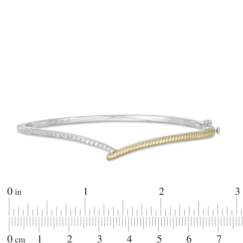 Wonder Woman™ Collection 1/4 CT. T.W. Diamond Lasso Hinged Bangle in Sterling Silver and 10K Gold