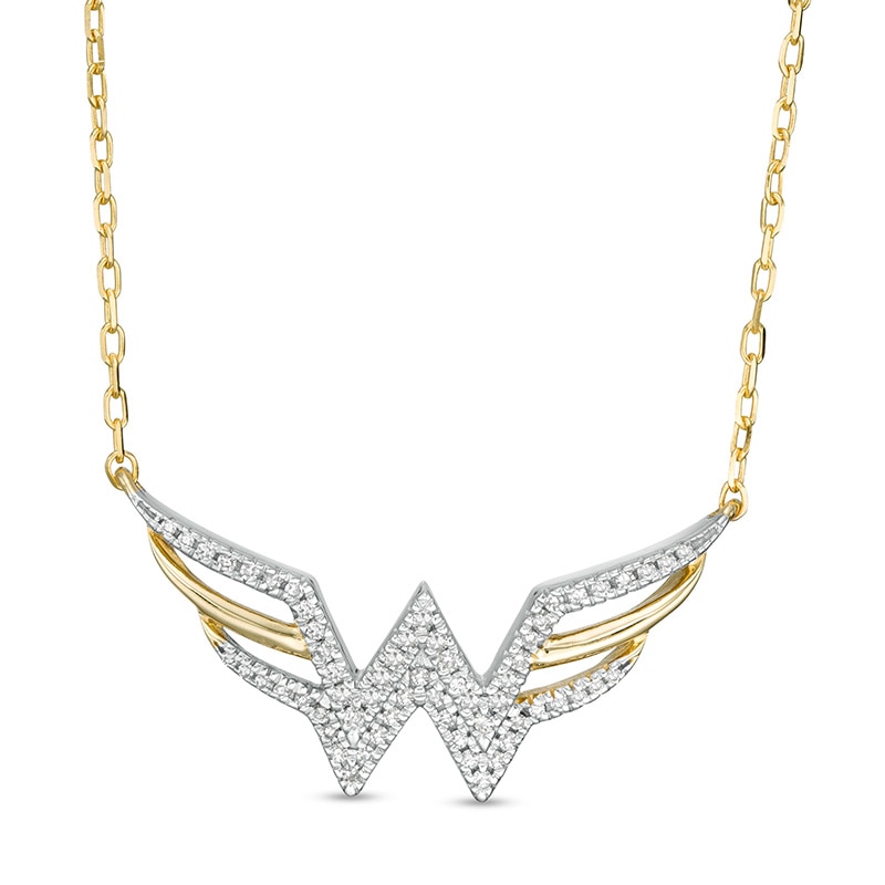 Wonder Woman™ Collection 1/8 CT. T.W. Diamond Symbol Necklace in 10K Gold