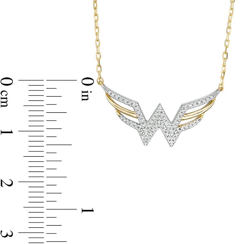 Wonder Woman™ Collection 1/8 CT. T.W. Diamond Symbol Necklace in 10K Gold