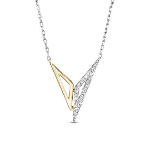 Wonder Woman⢠Collection 1/10 CT. T.w. Diamond "Bracelets of Submission" Necklace in Sterling Silver and 10K Gold