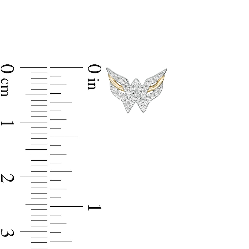 Main Image 3 of Wonder Woman™ Collection 1/8 CT. T.W. Diamond Symbol Stud Earrings in 10K Gold