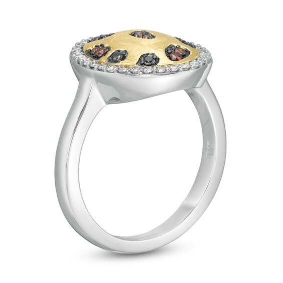 Wonder Woman™ Collection 1/3 CT. T.w. Multi-Color and White Diamond Cheetah Ring in Sterling Silver and 10K Gold