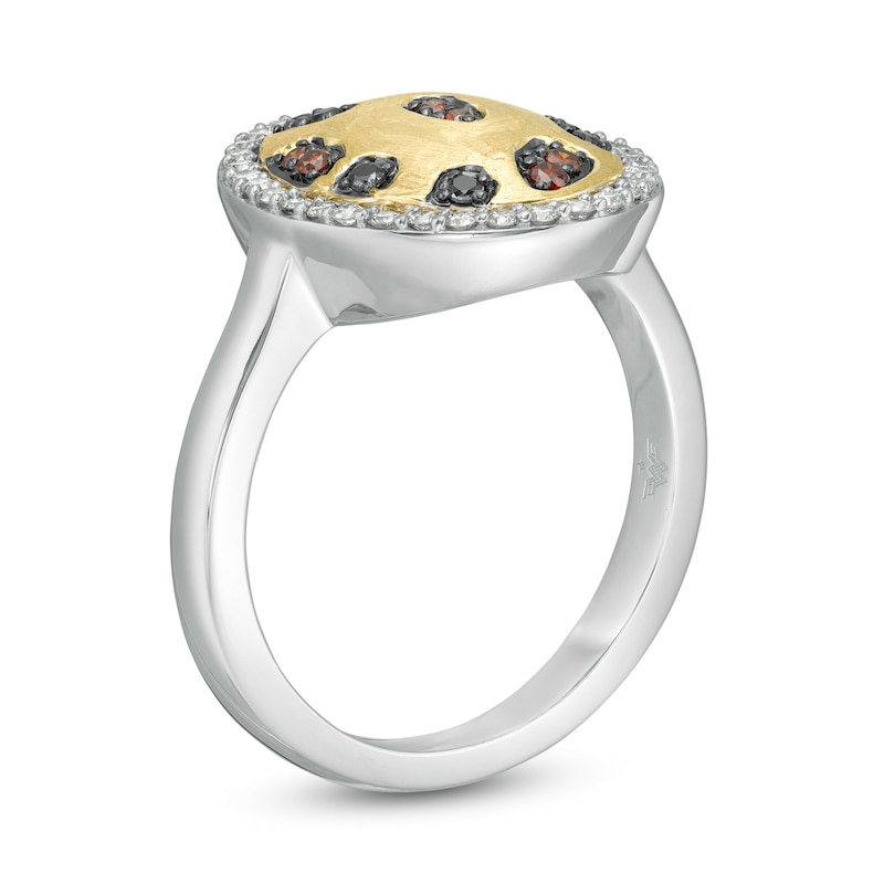 Wonder Woman™ Collection 1/3 CT. T.W. Multi-Color and White Diamond Cheetah Ring in Sterling Silver and 10K Gold