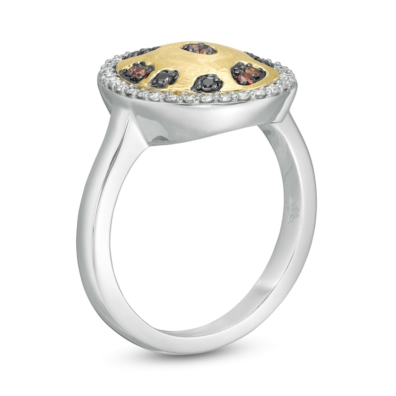 Main Image 3 of Wonder Woman™ Collection 1/3 CT. T.W. Multi-Color and White Diamond Cheetah Ring in Sterling Silver and 10K Gold