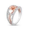 Thumbnail Image 2 of Enchanted Disney Belle 1/5 CT. T.W. Diamond Rose Open Shank Ring in Sterling Silver and 10K Rose Gold