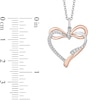 Thumbnail Image 3 of Enchanted Disney Snow White 1/10 CT. T.W. Diamond Bow Tied Heart Pendant in Sterling Silver and 10K Rose Gold - 19"