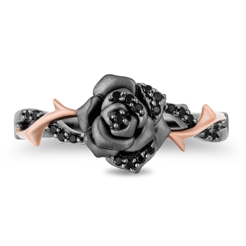 Main Image 4 of Enchanted Disney Villains Maleficent 1/6 CT. T.W. Black Diamond Ring in Sterling Silver and 10K Rose Gold