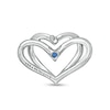 Thumbnail Image 3 of The Kindred Heart from Vera Wang Love Collection Sapphire and 1/15 CT. T.W. Diamond Stud Earrings in Sterling Silver